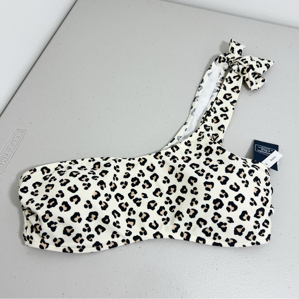 Abercrombie & Fitch Leopard Print One Shoulder Bikini Top Size Small NWT